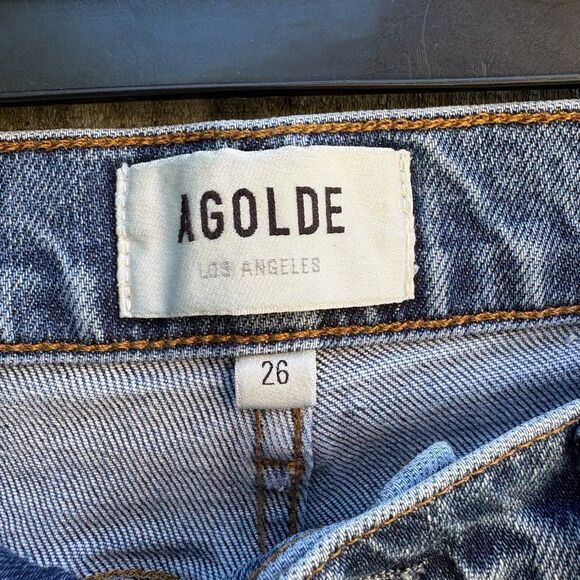 AGOLDE Jeans Toni Mid-Rise Slim Straight Blue Landmark Wash Size 26 A133G-3002 - Picture 5 of 9